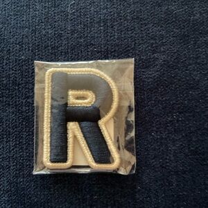 Stoney Clover Lane NWT rolled embroidery “R” in sapphire